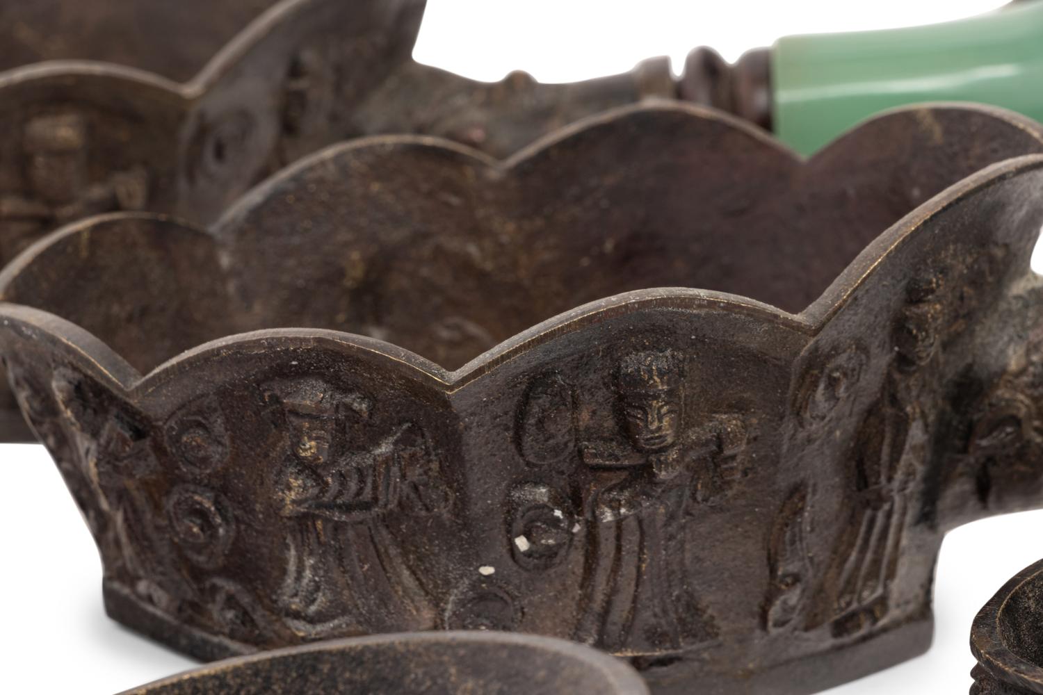 14 Chinese Hardstone Mounted Metal Irons