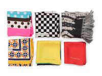 Six Silk Scarves: Three Yves Saint Laurent, One Valentino, and One Chanel, 1980-2000s