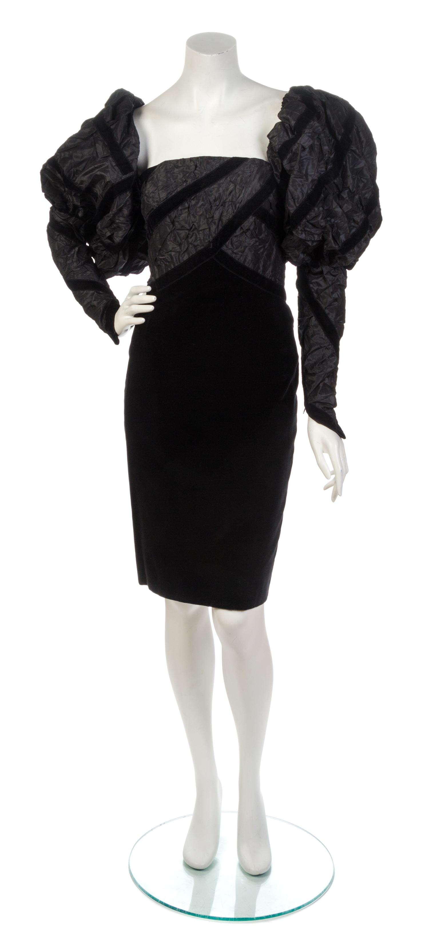 A Chanel Black Velvet and Taffeta Strapless Cocktail Dress,
