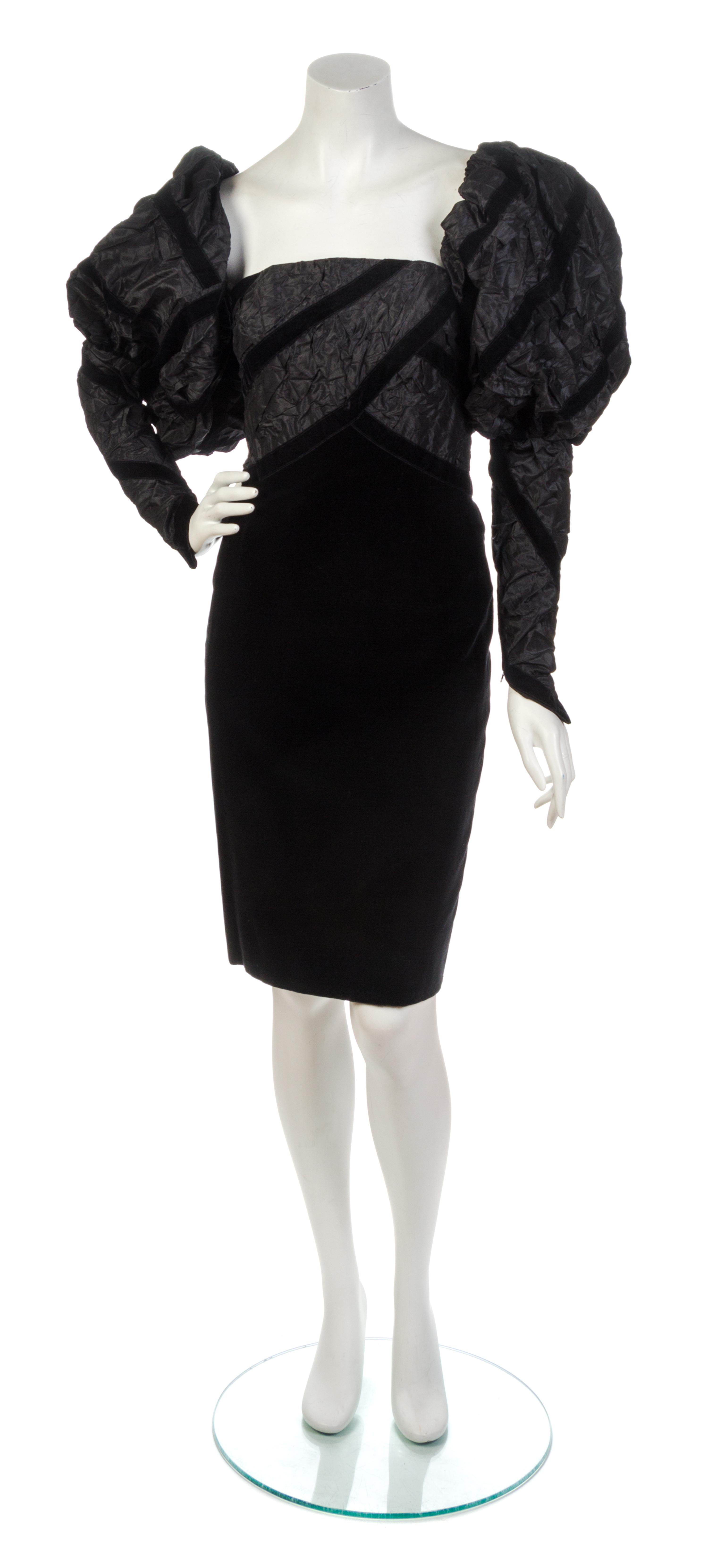 A Chanel Black Velvet and Taffeta Strapless Cocktail Dress,