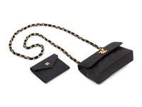 Two Chanel Quilted Satin Items: One Bag, One Coin Purse, 1986-1994