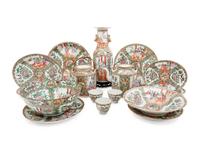 16 Chinese Export Rose Medallion Porcelain Wares