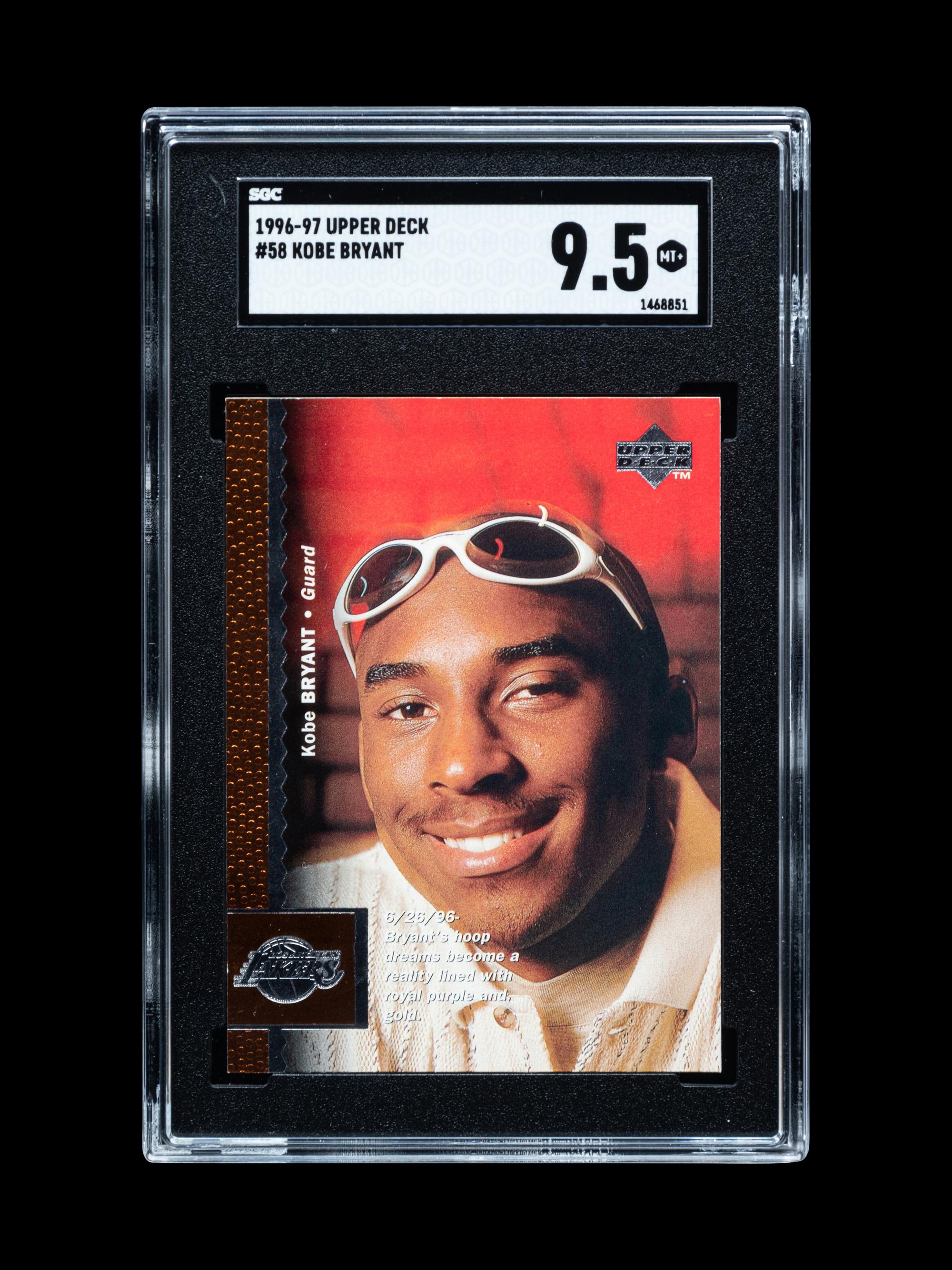A 1996-97 Upper Deck Kobe Bryant Rookie Basketball Card No. 58 (SGC 9.5 MT+)