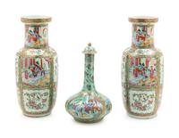 Three Chinese Export Famille Rose Porcelain Vases