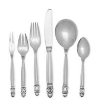 A Georg Jensen Acorn Silver Flatware Service
