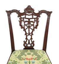 A Pair of George III Style Ribbon-Carved Mahogany Side Chairs