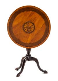 A Diminutive Parquetry Inlaid Tilt-Top Tea Table Height 11 x diameter 10 1/2 inches. — 19TH/20TH CENTURY