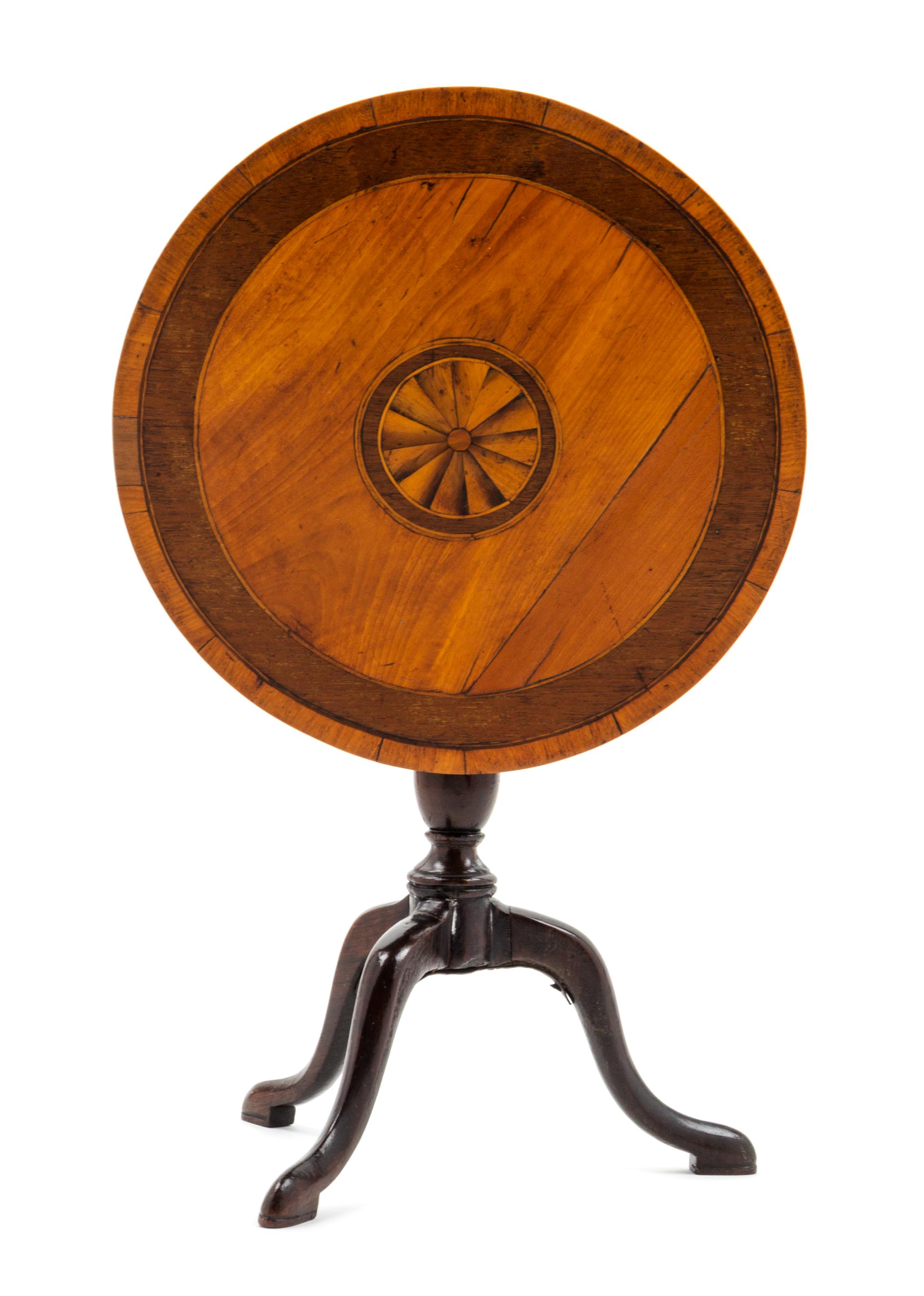 A Diminutive Parquetry Inlaid Tilt-Top Tea Table Height 11 x diameter 10 1/2 inches. — 19TH/20TH CENTURY
