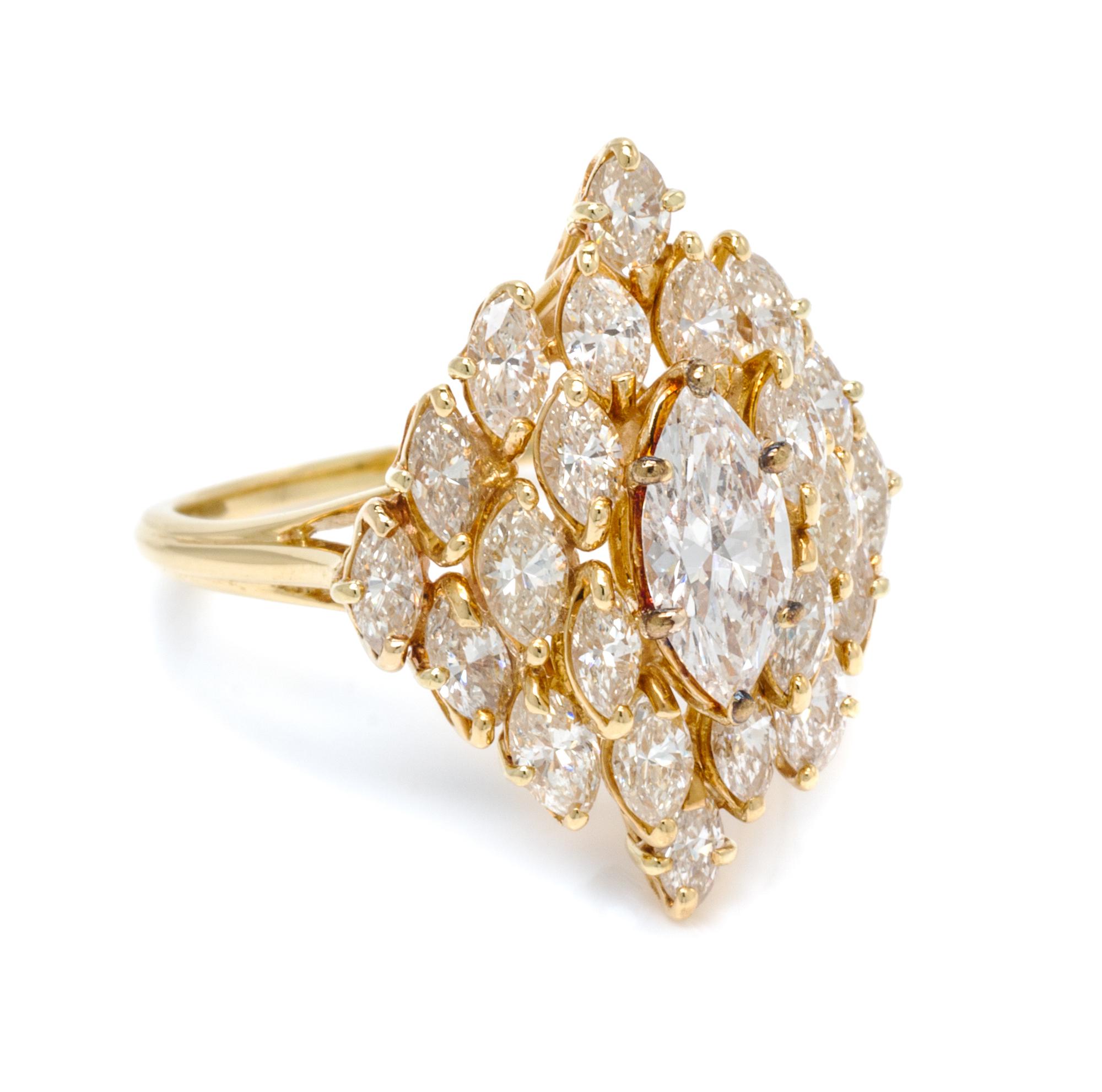 An 18 Karat Yellow Gold and Diamond Ring, 4.40 dwts.