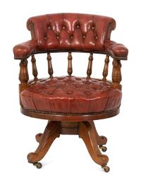A George III Style Walnut Swivel Desk Chair — EARLY 19TH CENTURY