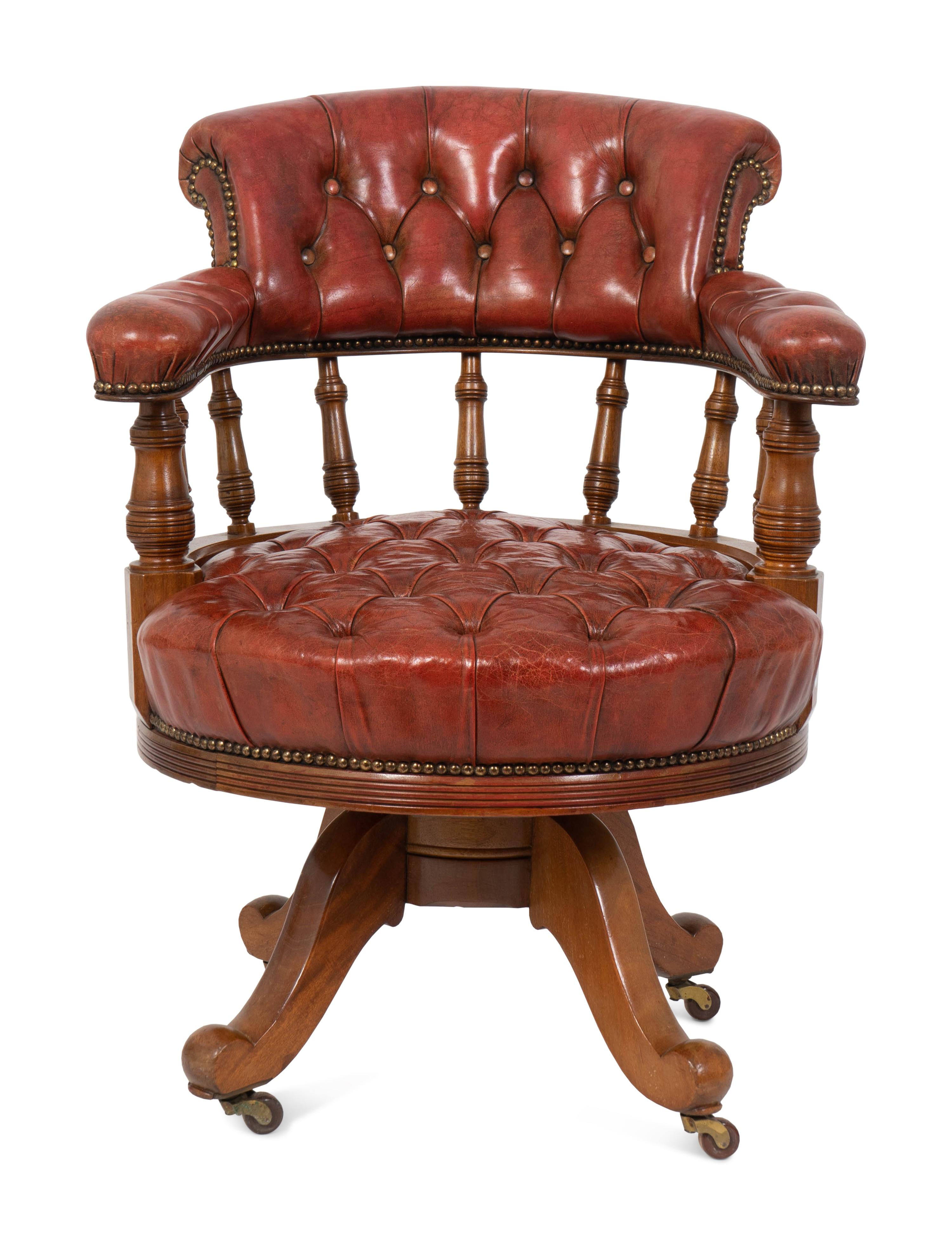 A George III Style Walnut Swivel Desk Chair — EARLY 19TH CENTURY