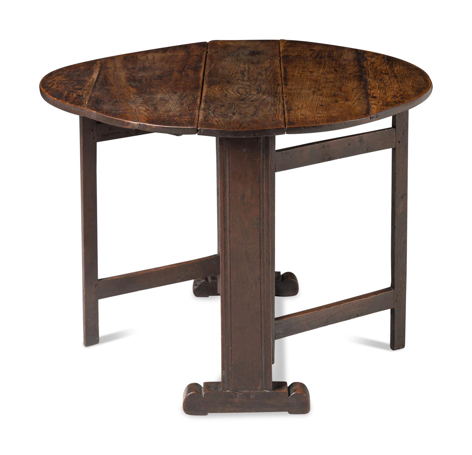 A William and Mary Oak Drop-Leaf Trestle Table
