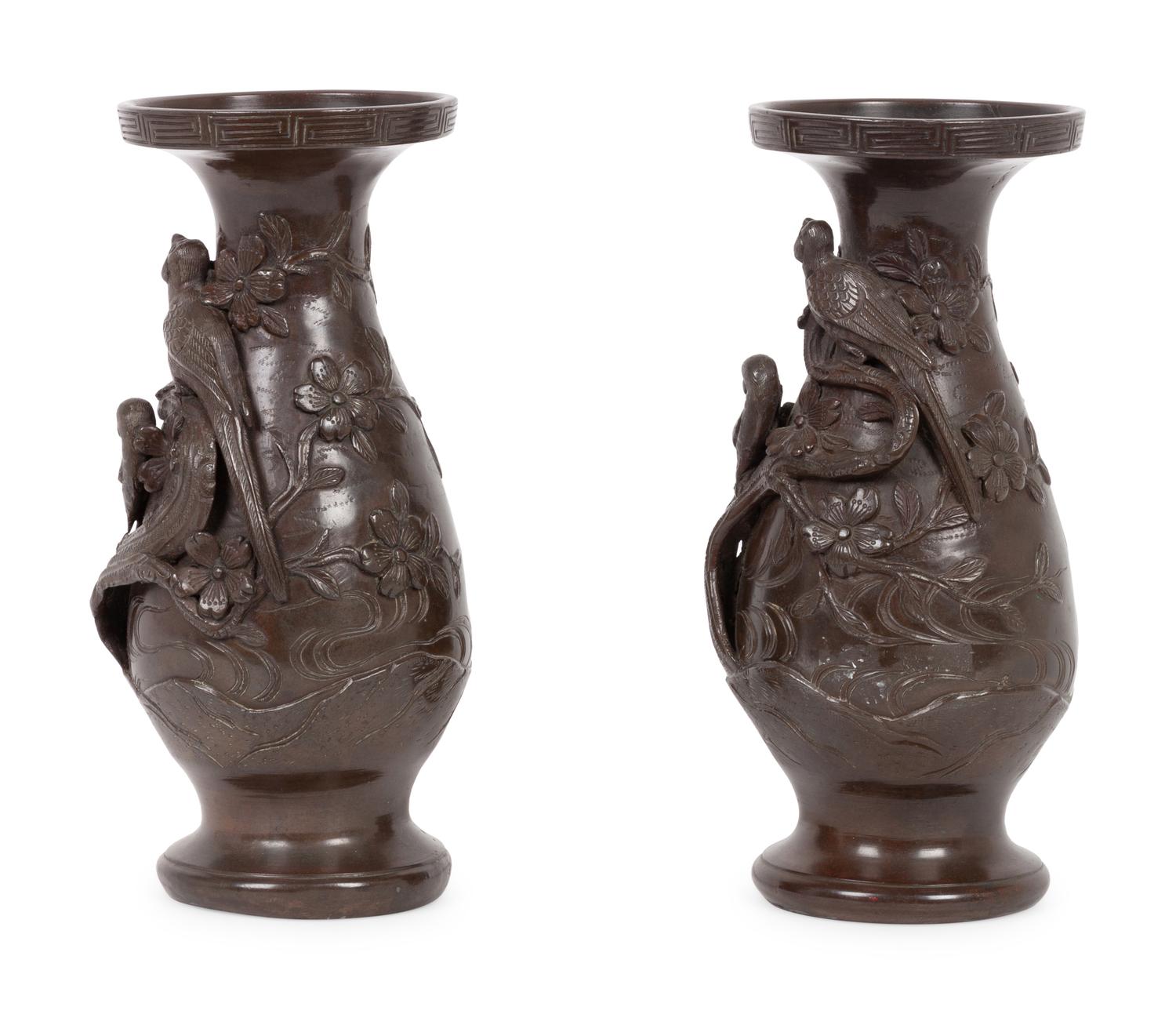 A Pair of Chinese Bronze Vases