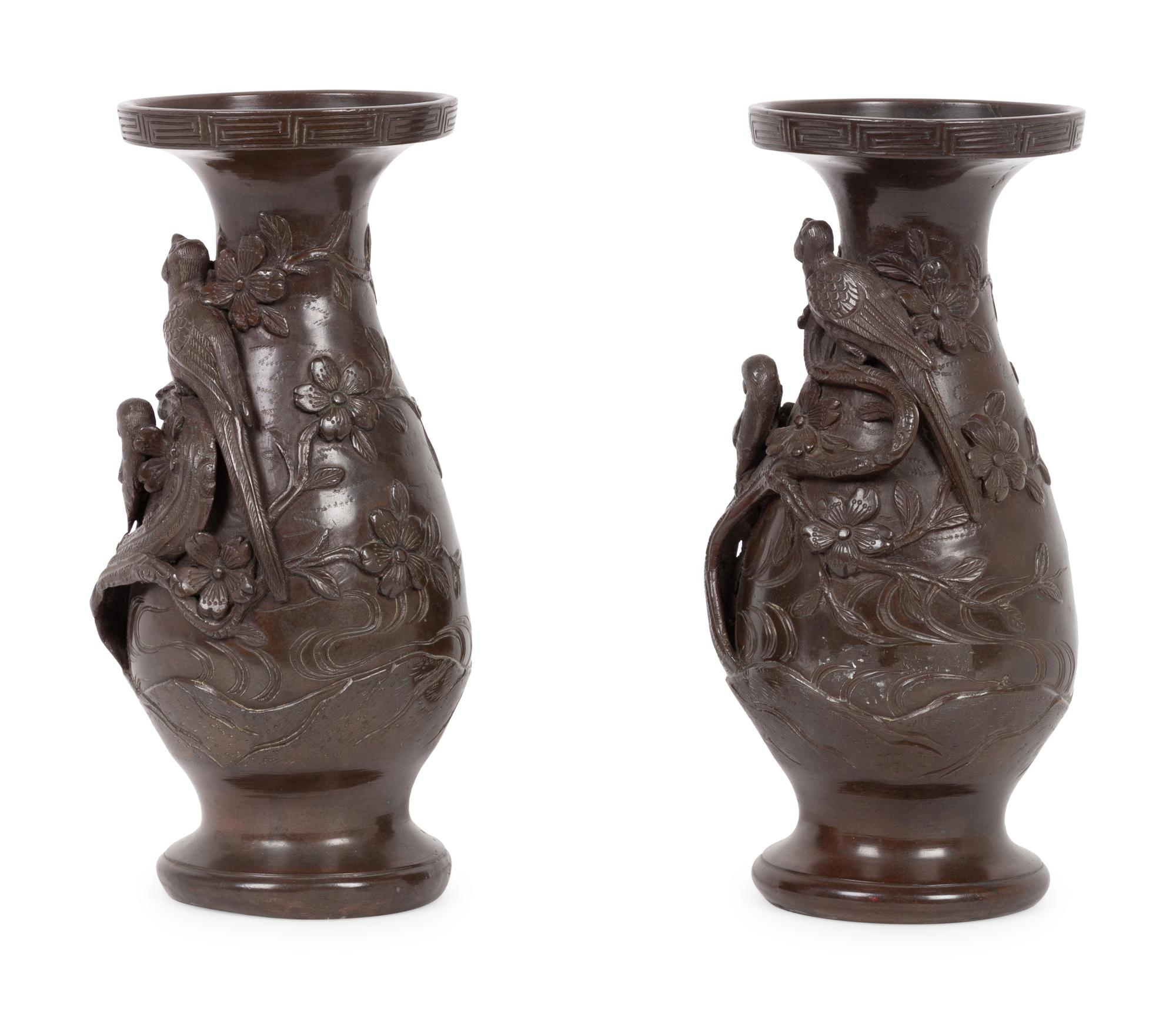 A Pair of Chinese Bronze Vases