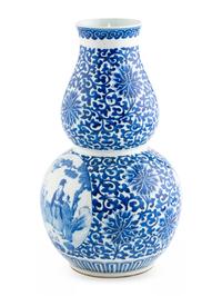 A Chinese Blue and White Porcelain Gourd Vase
