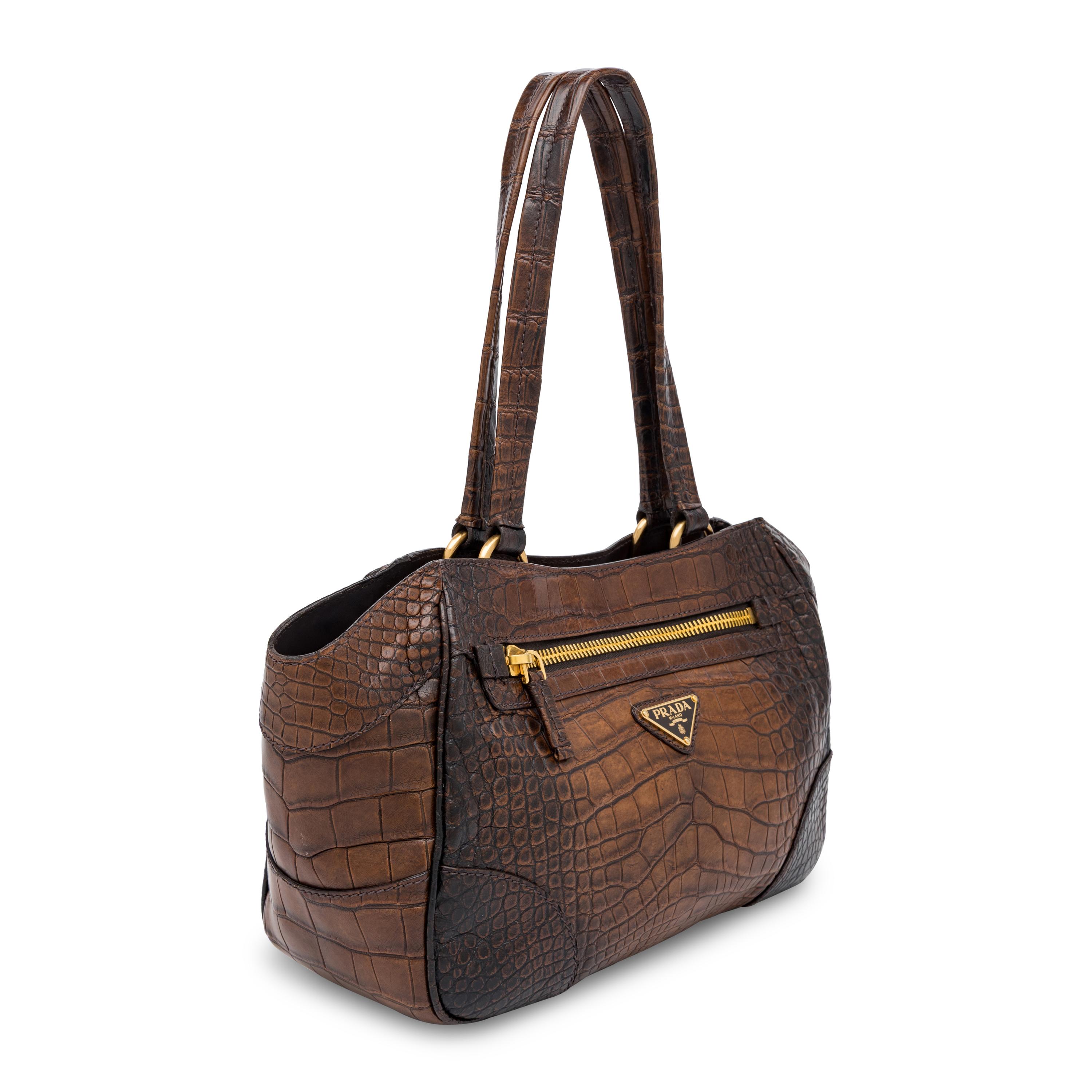 Prada, Tote in Brown Crocodile
