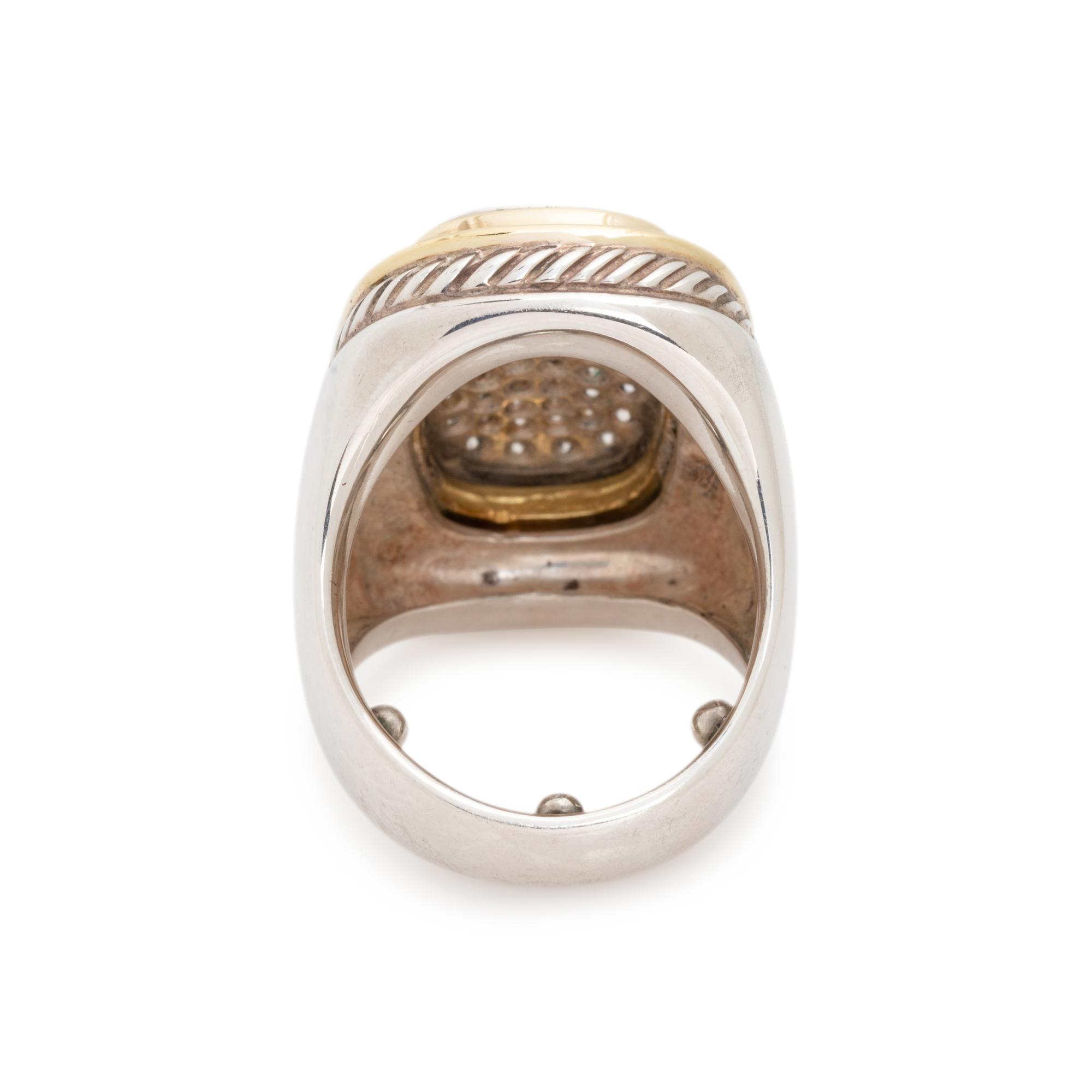DAVID YURMAN, YELLOW GOLD, SILVER AND DIAMOND RING