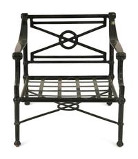 A Group of Neoclassical Style Painted Aluminum Garden Furniture — 20th Century
