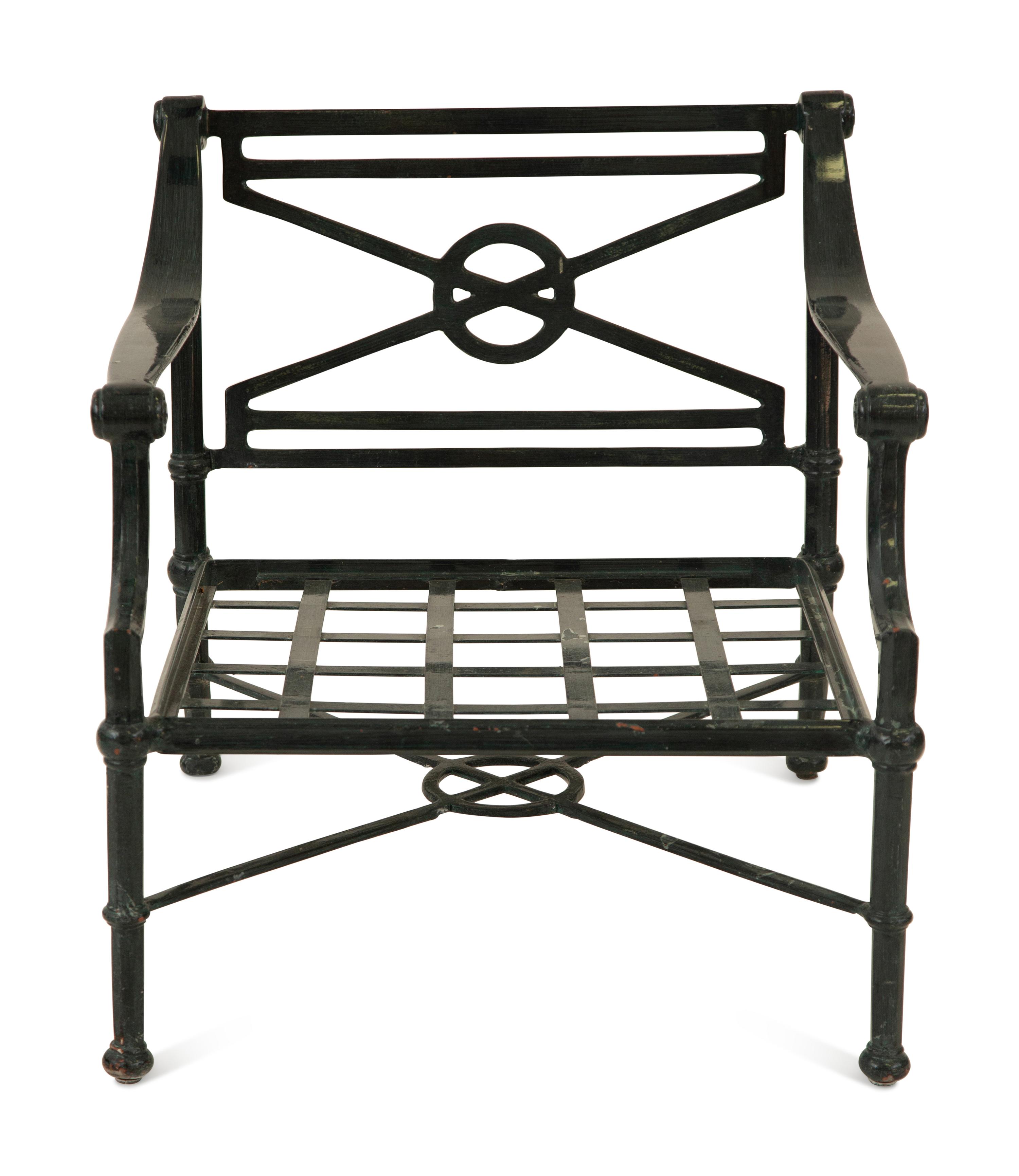 A Group of Neoclassical Style Painted Aluminum Garden Furniture — 20th Century