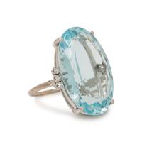 AQUAMARINE AND DIAMOND RING