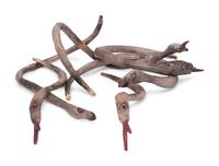 A Collection of Six Wooden Snakes