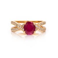 TIFFANY & CO., YELLOW GOLD, RUBY AND DIAMOND RING