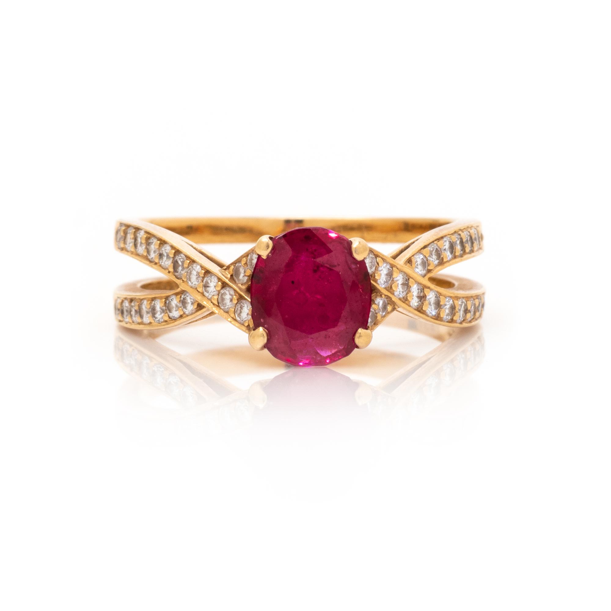 TIFFANY & CO., YELLOW GOLD, RUBY AND DIAMOND RING