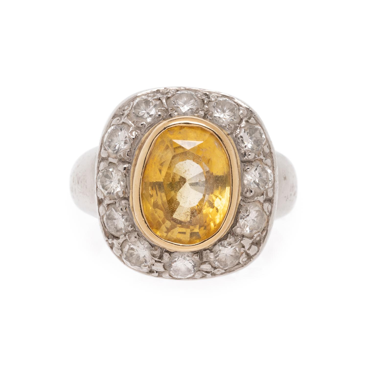 YELLOW SAPPHIRE AND DIAMOND RING