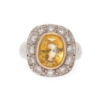 YELLOW SAPPHIRE AND DIAMOND RING