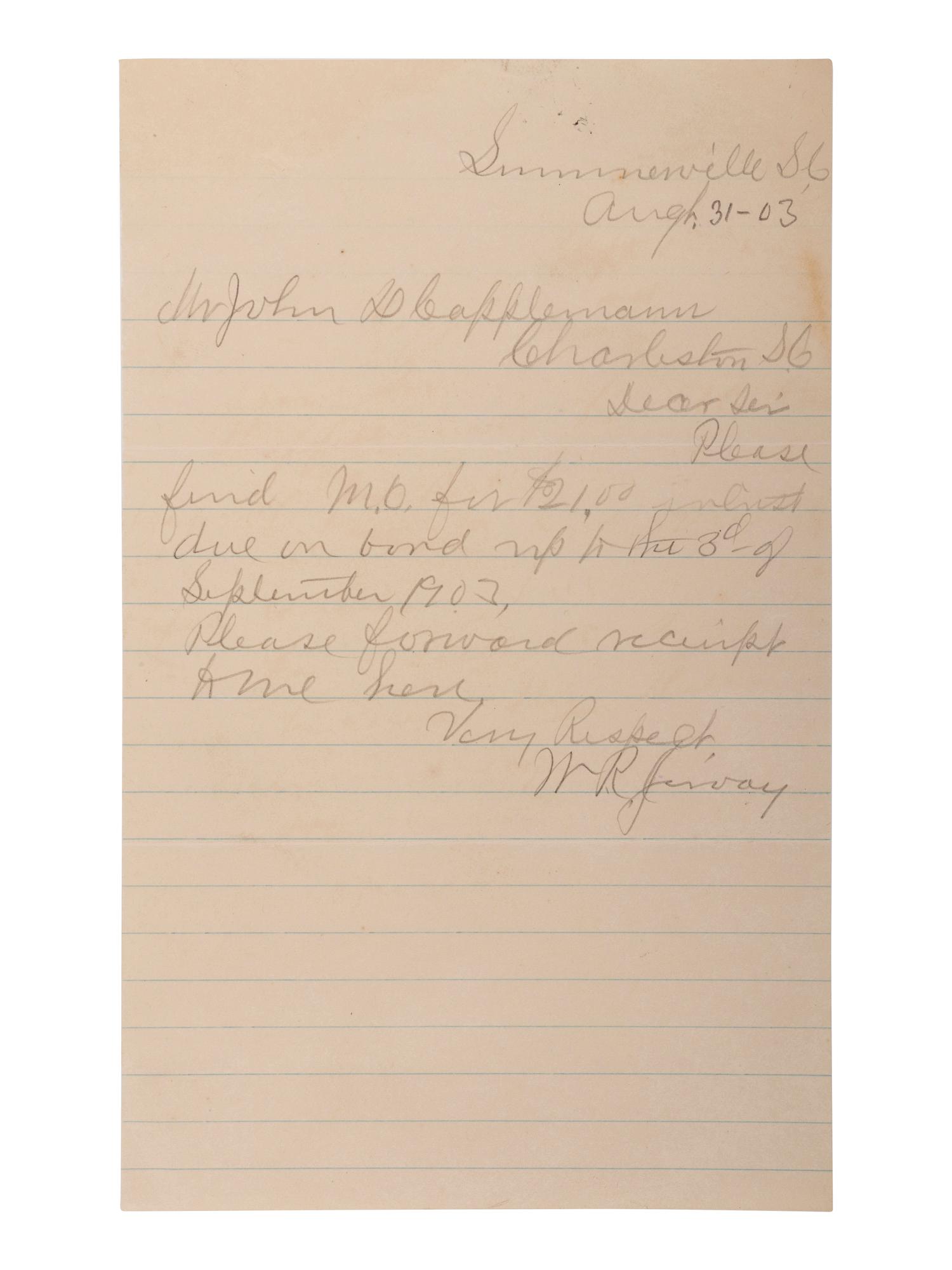 [ENSLAVEMENT]. 2 items, incl. ALS by previously enslaved Civil War soldier and politician.