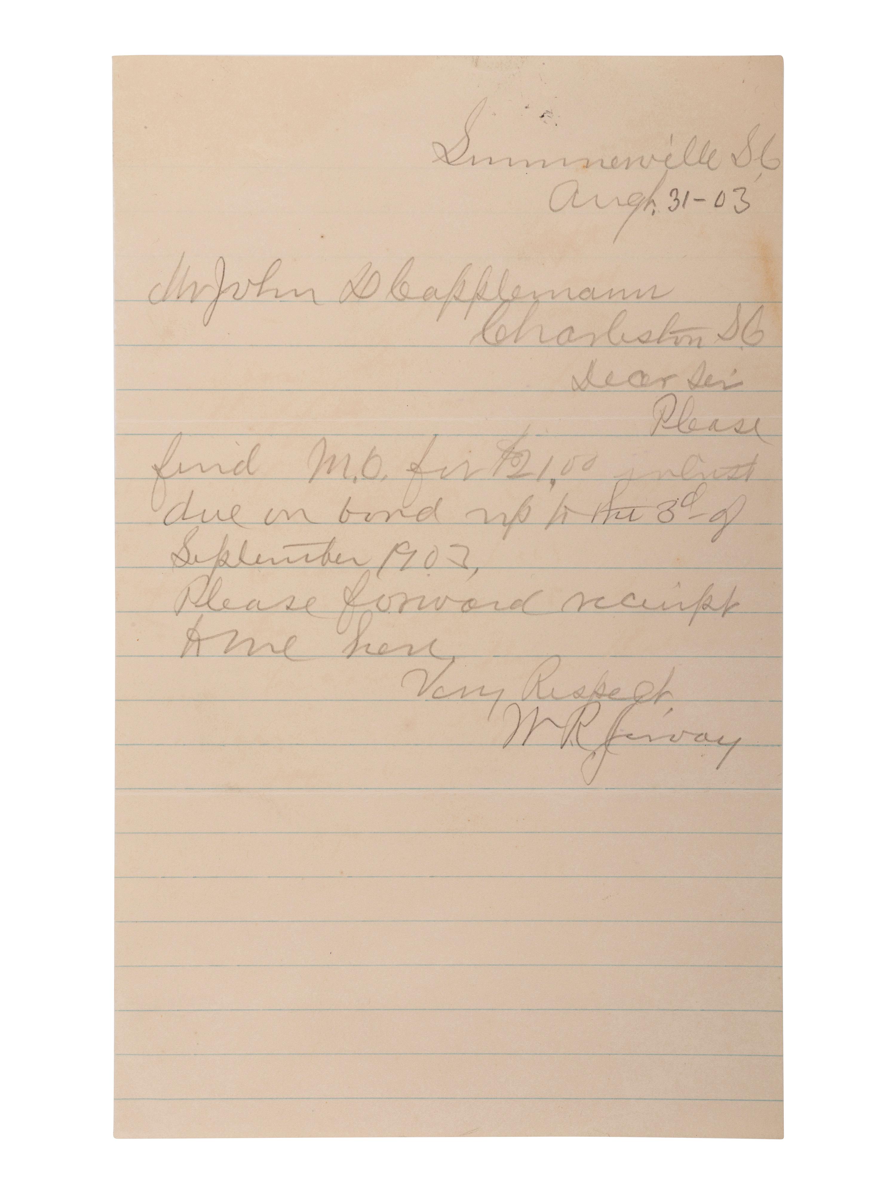 [ENSLAVEMENT]. 2 items, incl. ALS by previously enslaved Civil War soldier and politician.