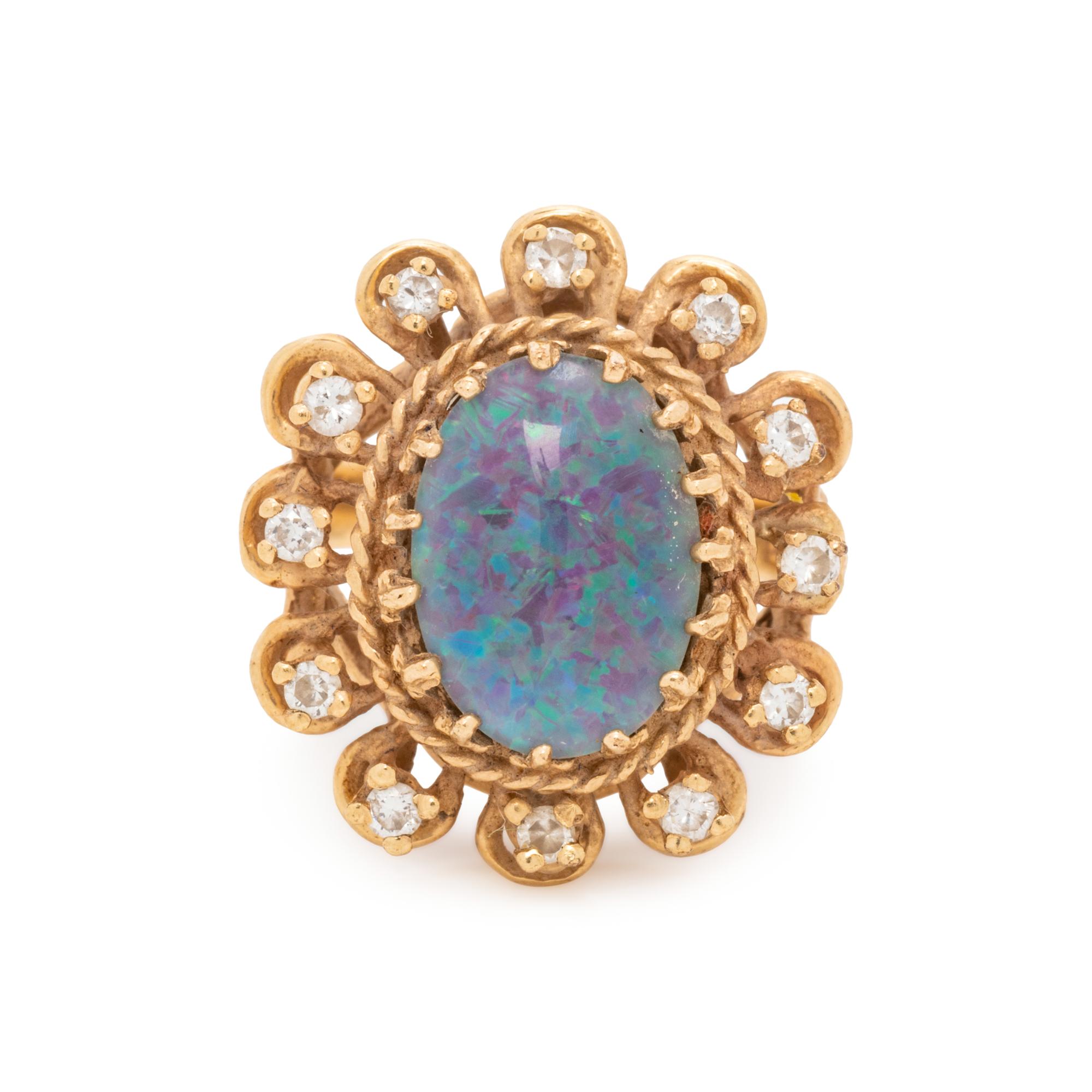 OPAL DOUBLET AND DIAMOND RING