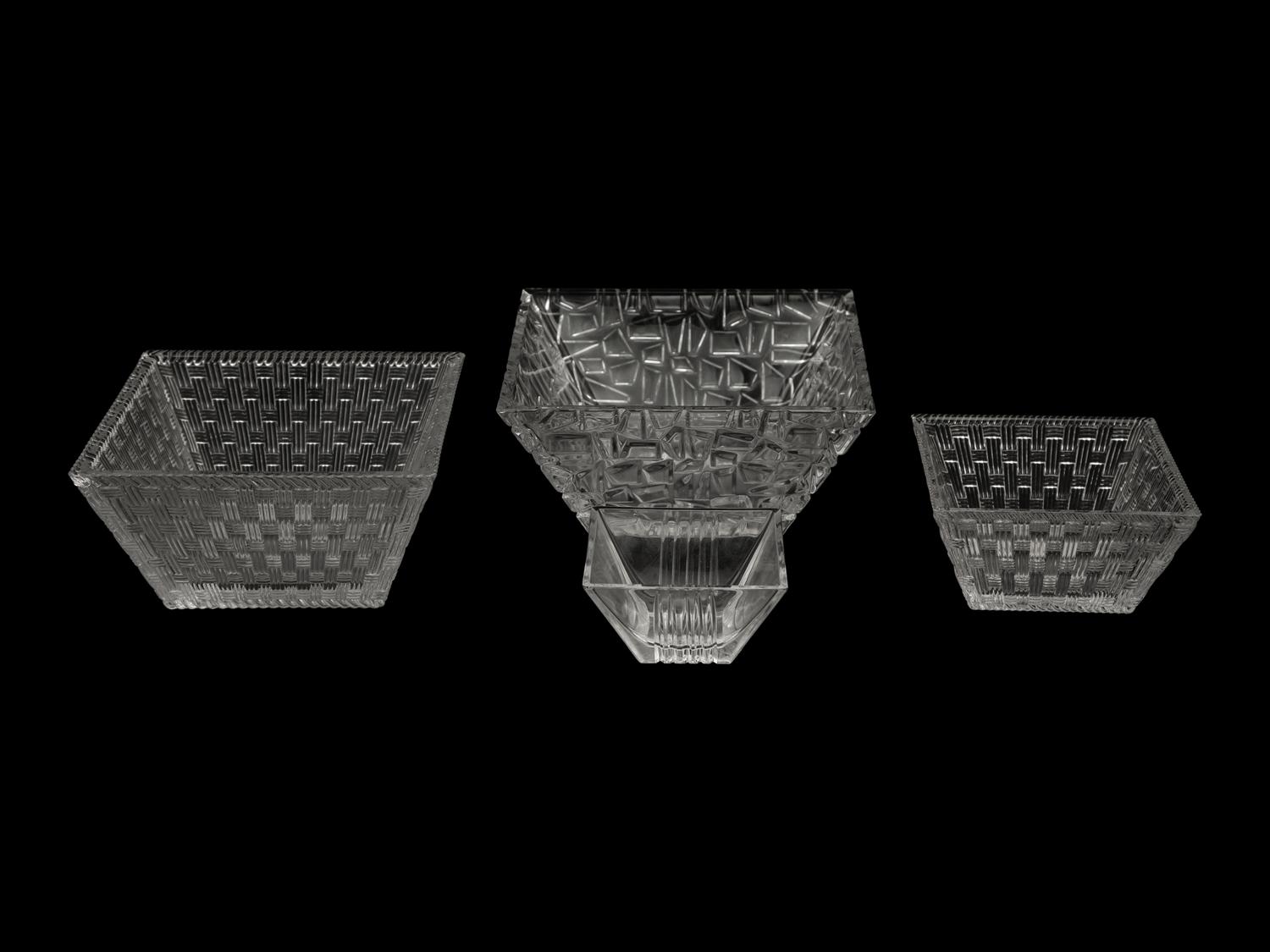Four Tiffany and Co. Square Glass Bowls