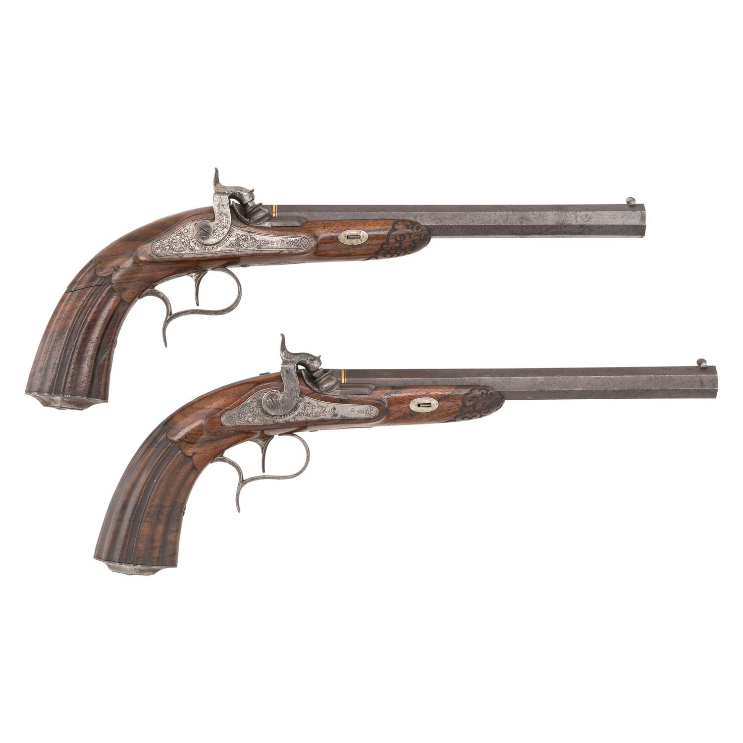 Cased Pair of Percussion Target Pistols by Bekker & Rauscher 1840-1860
