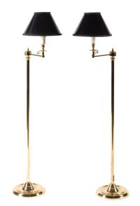 A Pair of Brass Swing-Arm Floor Lamps Height overall 48 1/2 inches. — 20TH CENTURY