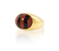 An 18 Karat Yellow Gold, Onyx and Carnelian Bombe Ring, Tiffany & Co., 4.90 dwts.
