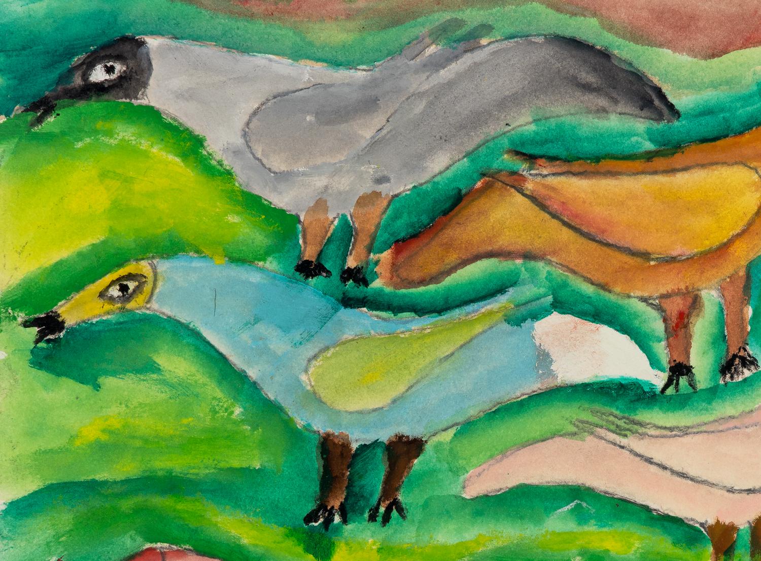 Untitled (Horses) , 1988, Untitled (Birds) , 1989, Untitled (Heads) , 1989 and Untitled (Portrait) , 1988 (four works)