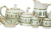 A Richard Ginori Porcleain Ercolano Green Pattern Partial Tea Service