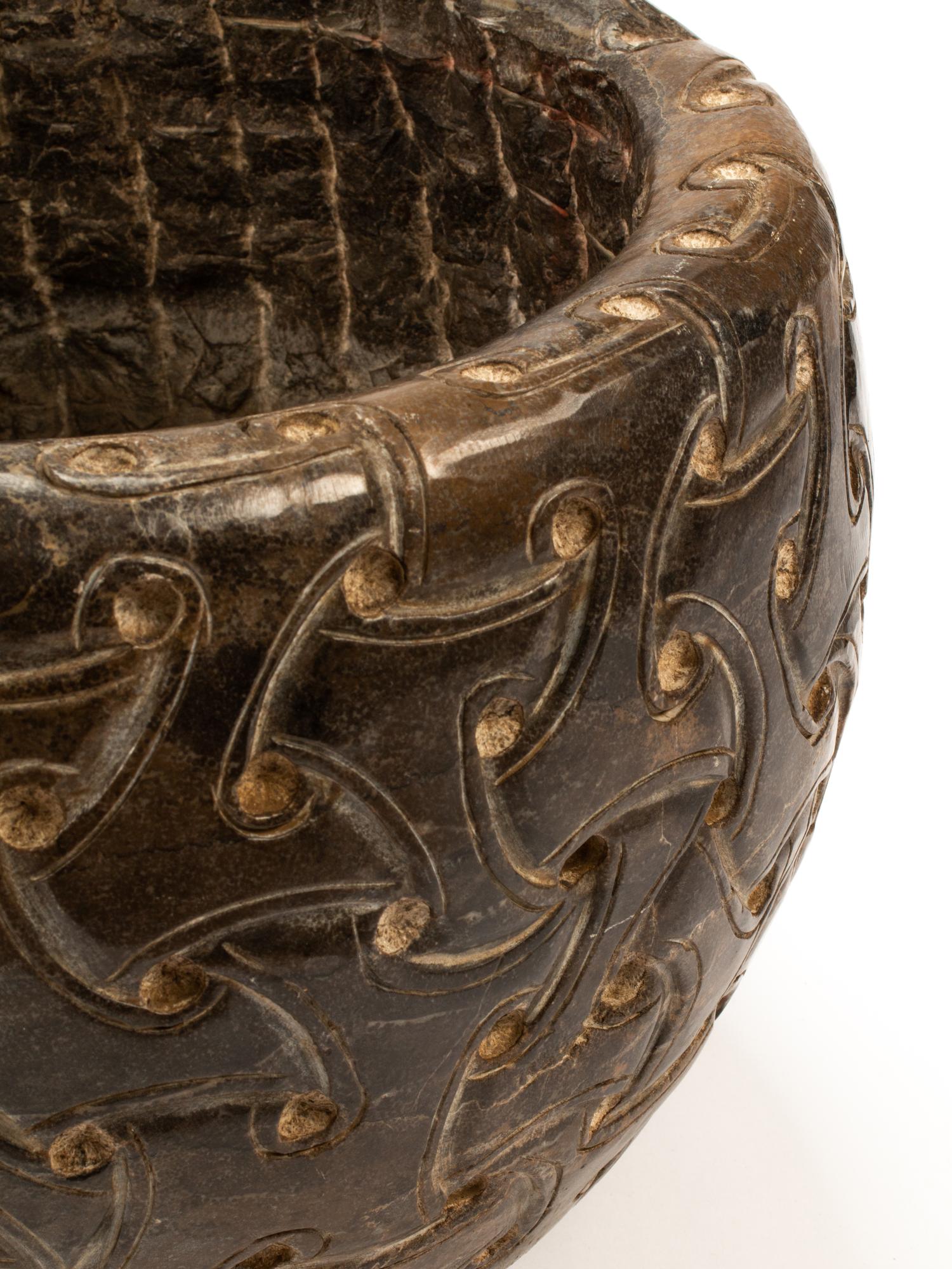 A Pair of Celtic Style Carved Stone Jardinieres