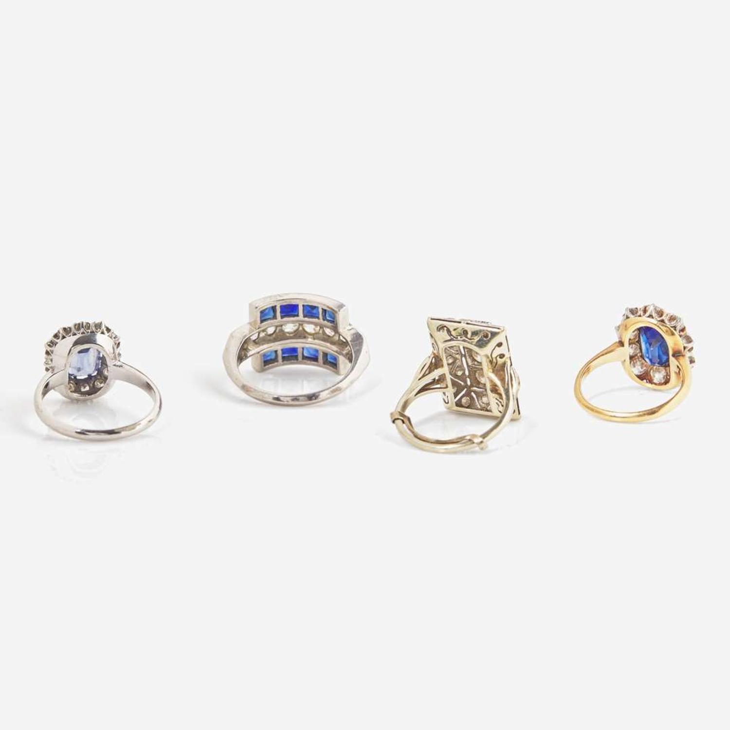 A Collection of Four Diamond and Sapphire Rings