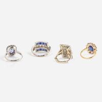 A Collection of Four Diamond and Sapphire Rings