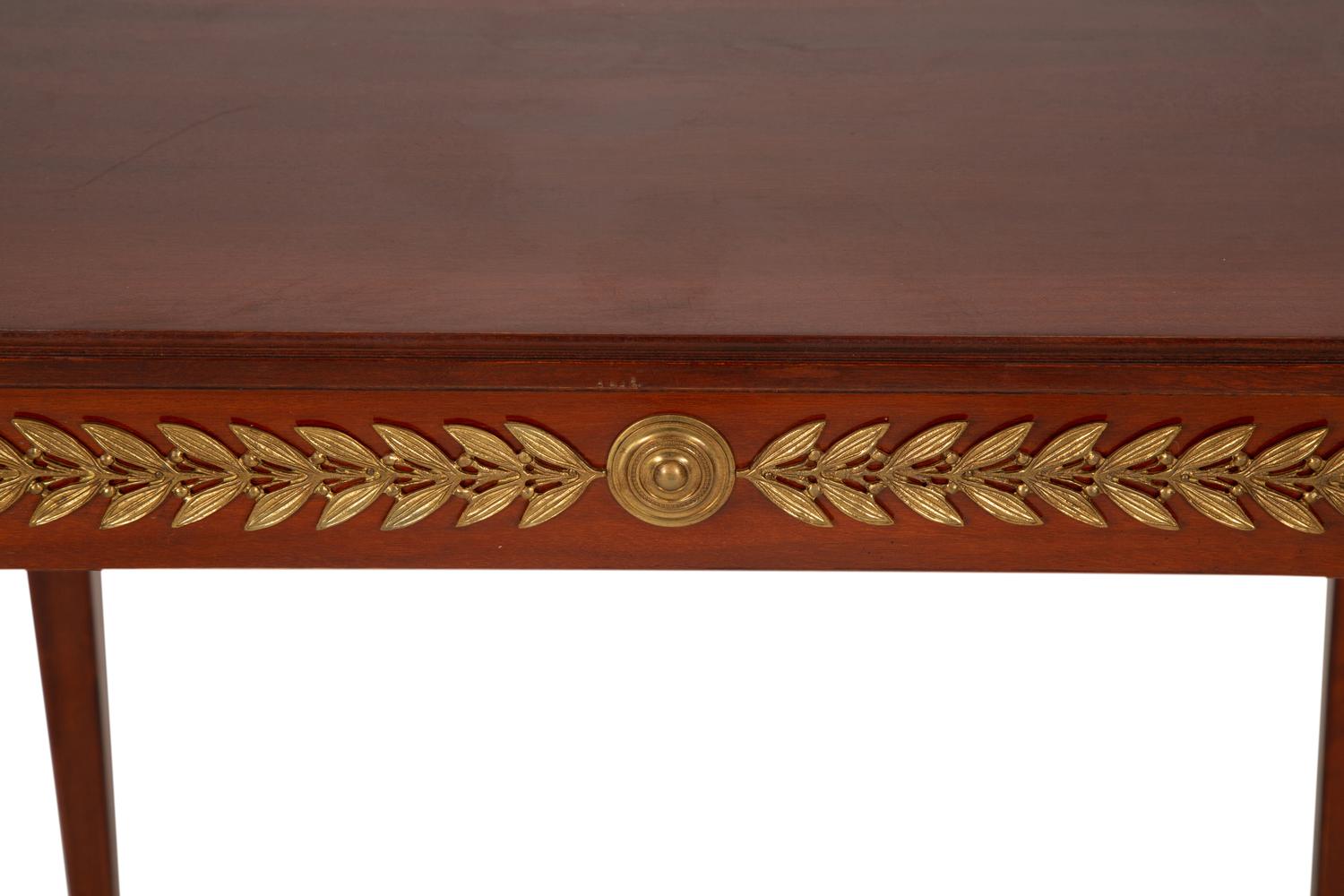 A Pair of Empire Style Gilt Bronze Mounted Side Tables