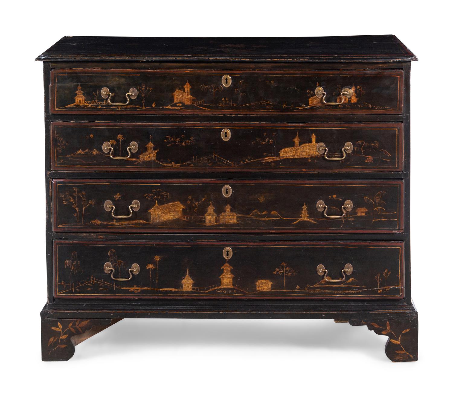 A George III Chinoiserie Decorated Chest of Drawers
