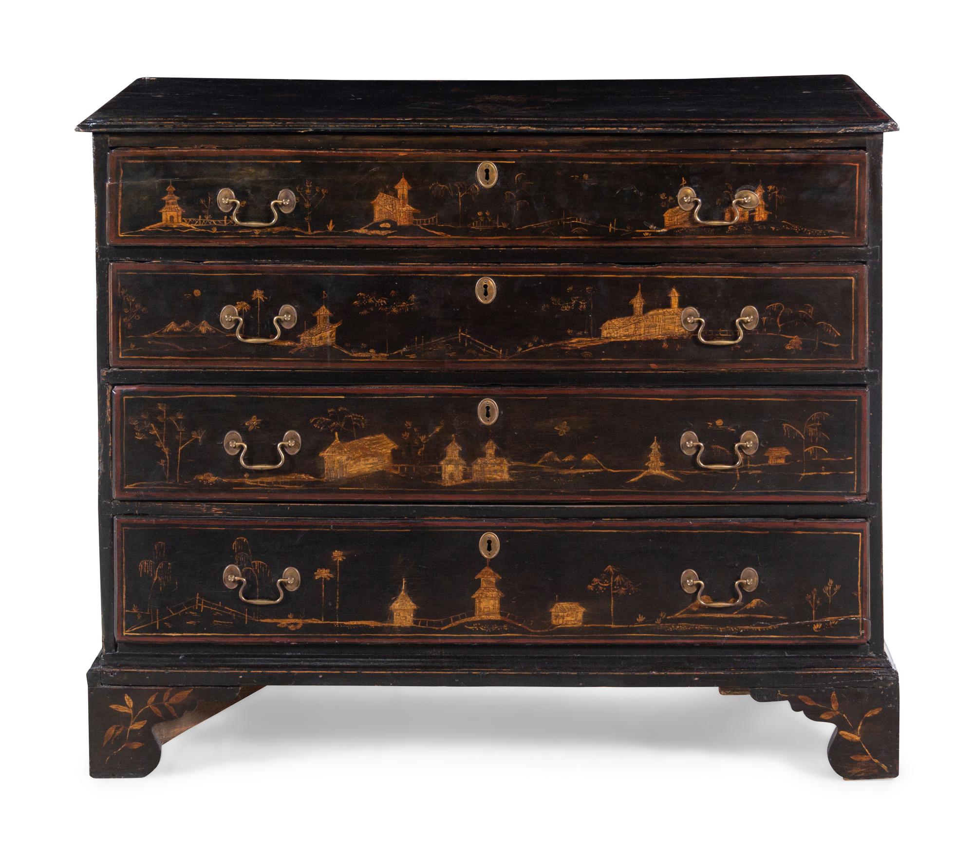 A George III Chinoiserie Decorated Chest of Drawers