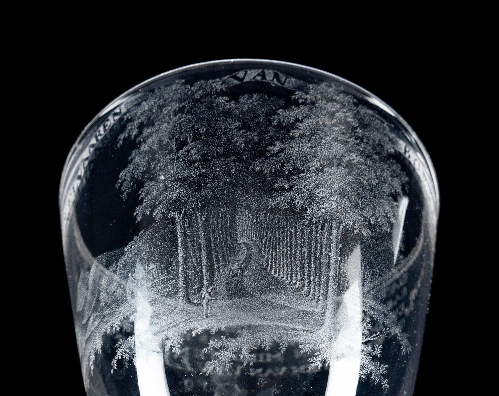 A David Wolff-Attributed Stipple Engraved Wine Glass