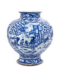 A Rare Delft-Style Blue and White Porcelain Jar Height 14 1/4 inches. — KANGXI PERIOD (1662-1722), 17TH CENTURY
