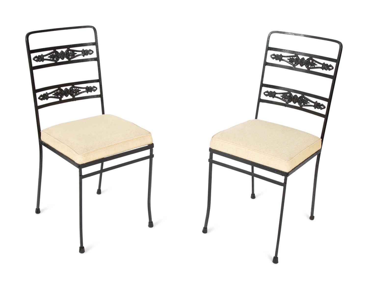 A Pair of Salterini Wrought Iron Armchairs