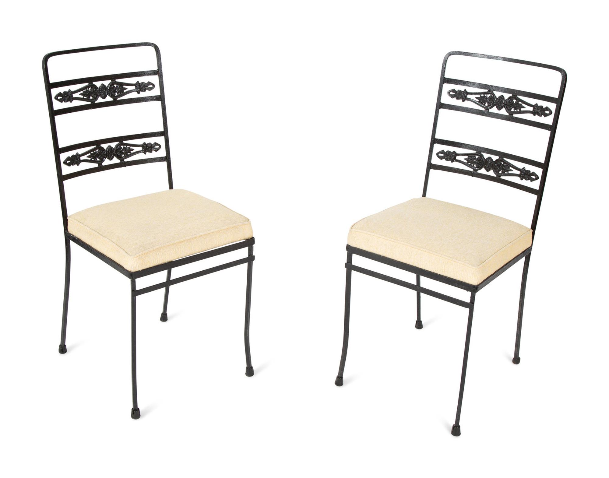 A Pair of Salterini Wrought Iron Armchairs