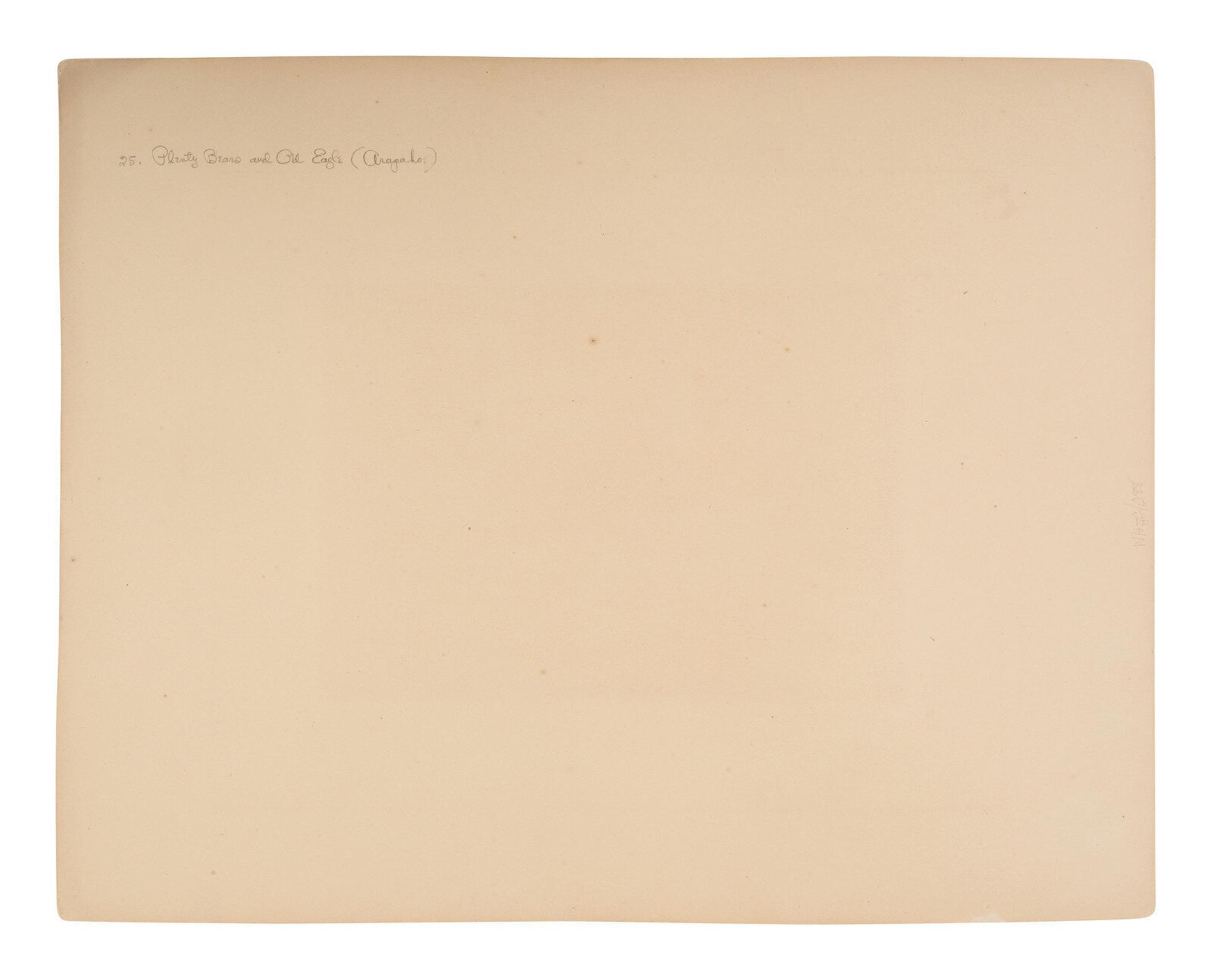 Jackson, William Henry (1843-1942)]. Albumen photograph of Plenty Bears and Old Eagle, Arapaho. Washington, D.C., before 1877.