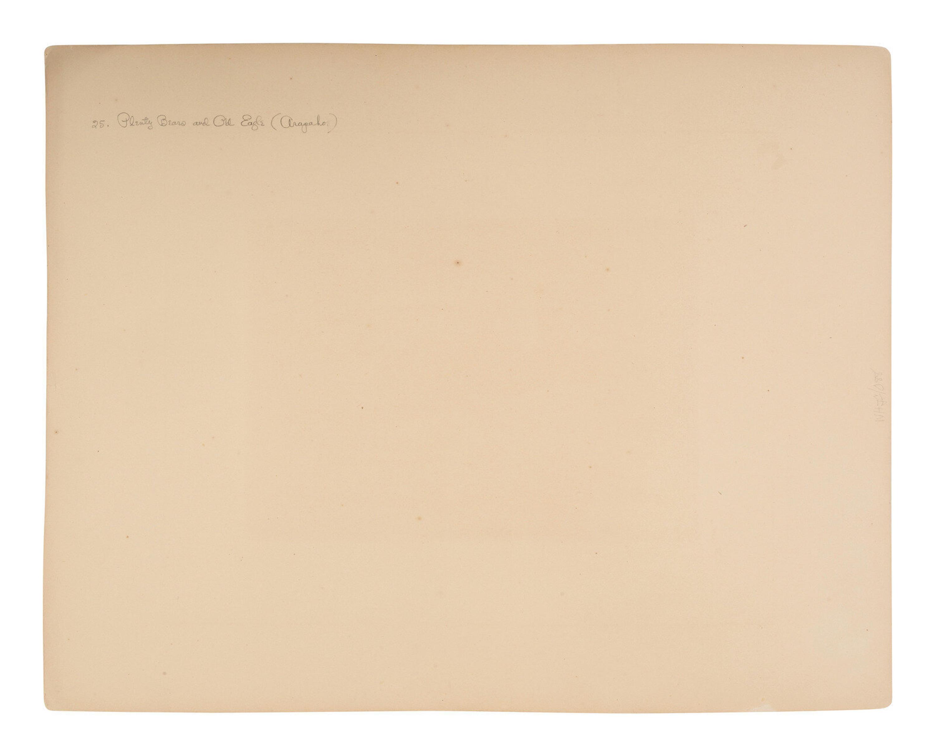 Jackson, William Henry (1843-1942)]. Albumen photograph of Plenty Bears and Old Eagle, Arapaho. Washington, D.C., before 1877.